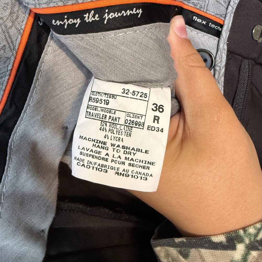 Riviera by Jack Victor Men's Brown Traveler 36R Flex Dress Pants - Picture 7 of 12